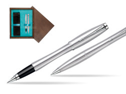 Parker Urban Classic Metro Metallic CT Fountain Pen + Parker Urban Classic Metro Metallic CT Ballpoint Pen in a Gift Box  double wooden box Wenge Double Turquoise 