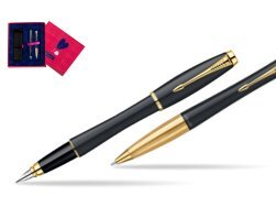 Parker Urban Classic Muted Black Lacquer GT Fountain Pen + Parker Urban Classic Muted Black Lacquer GT Ballpoint Pen in a Gift Box  Love