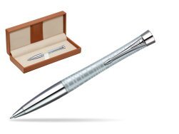 Parker Urban Premium Vacumatic Silver-Blue Pearl CT Ballpoint Pen  in classic box brown