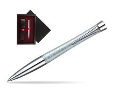Parker Urban Premium Vacumatic Silver-Blue Pearl CT Ballpoint Pen  single wooden box  Black Single Maroon