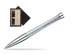 Parker Urban Premium Vacumatic Silver-Blue Pearl CT Ballpoint Pen  single wooden box Black Single Ecru