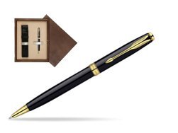 Parker Sonnet Deep Black Lacquer GT Ballpoint Pen  single wooden box  Wenge Single Ecru