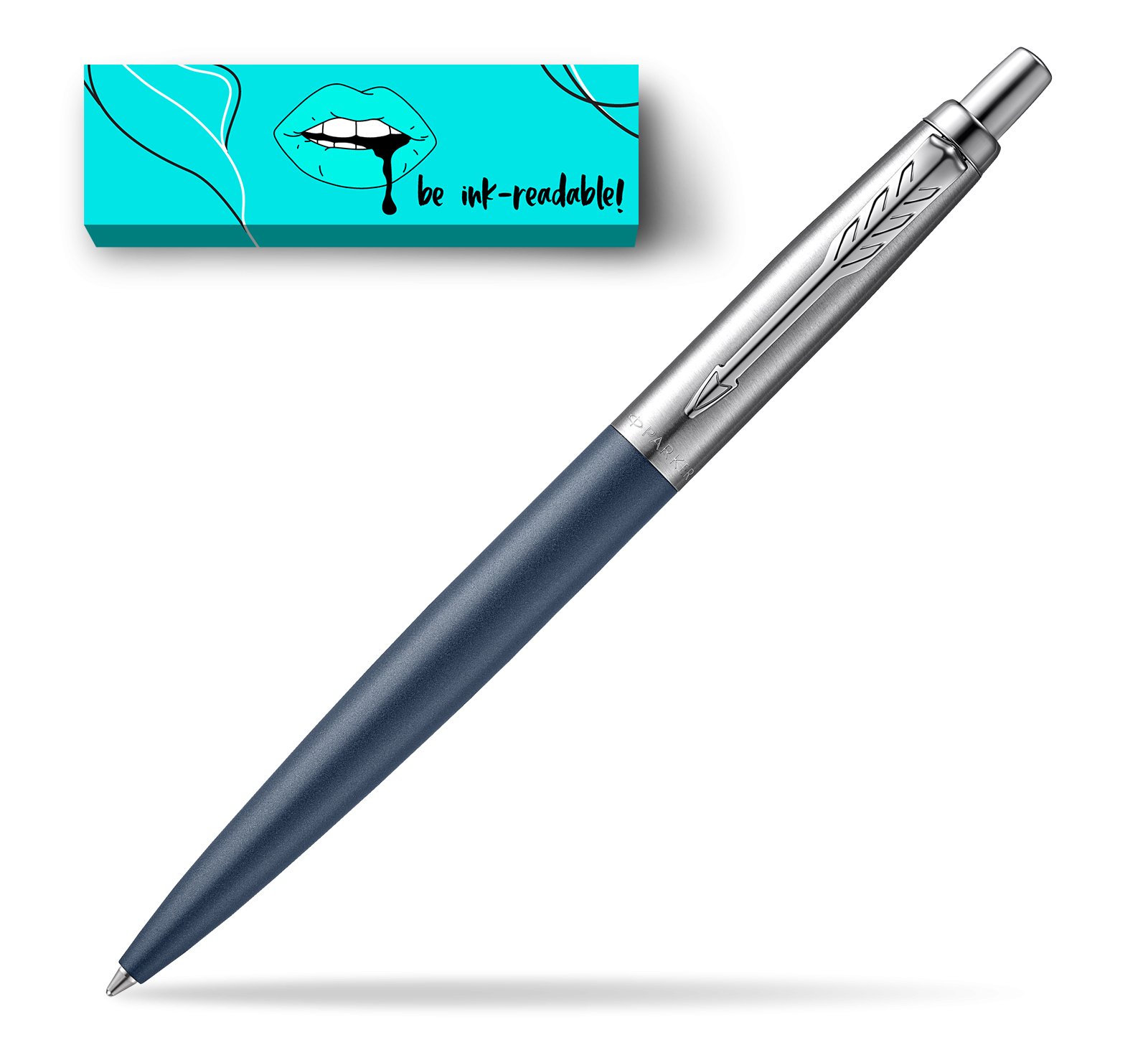Parker Classic Matte Navy Blue CT Chrome Trim Ball Pen Blue Ink Refill Jotter 