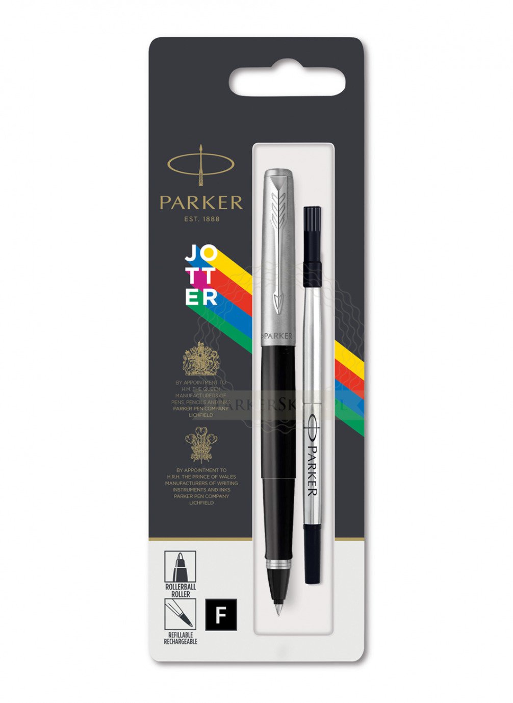 Parker Jotter Standard CT Ball Pen Black & Grey Barrel Body Blue Ink New 