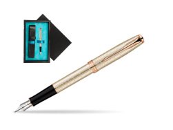 Parker Sonnet Chiselled Silver PGT Fountain Pen  single wooden box  Black Single Turquoise