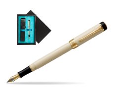 Parker Duofold Classic Ivory & Black International GT Fountain Pen  single wooden box  Black Single Turquoise