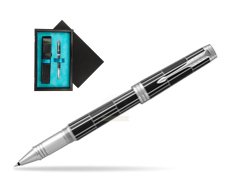 Parker Premier Luxury Black PT Rollerball Pen  single wooden box  Black Single Turquoise