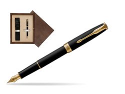 Parker Sonnet Matte Black Lacquer GT Fountain Pen  single wooden box  Wenge Single Ecru