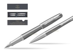 Parker Urban Premium Silvered Powder CT Fountain Pen + Ballpoint Pen in a Gift Box