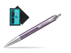 Parker IM Premium Dark Violet CT Ballpoint Pen  single wooden box  Black Single Turquoise