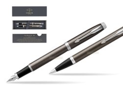 Parker IM Dark Espresso Lacquer CT Fountain Pen Fountain Pen + Ballpoint Pen in a Gift Box