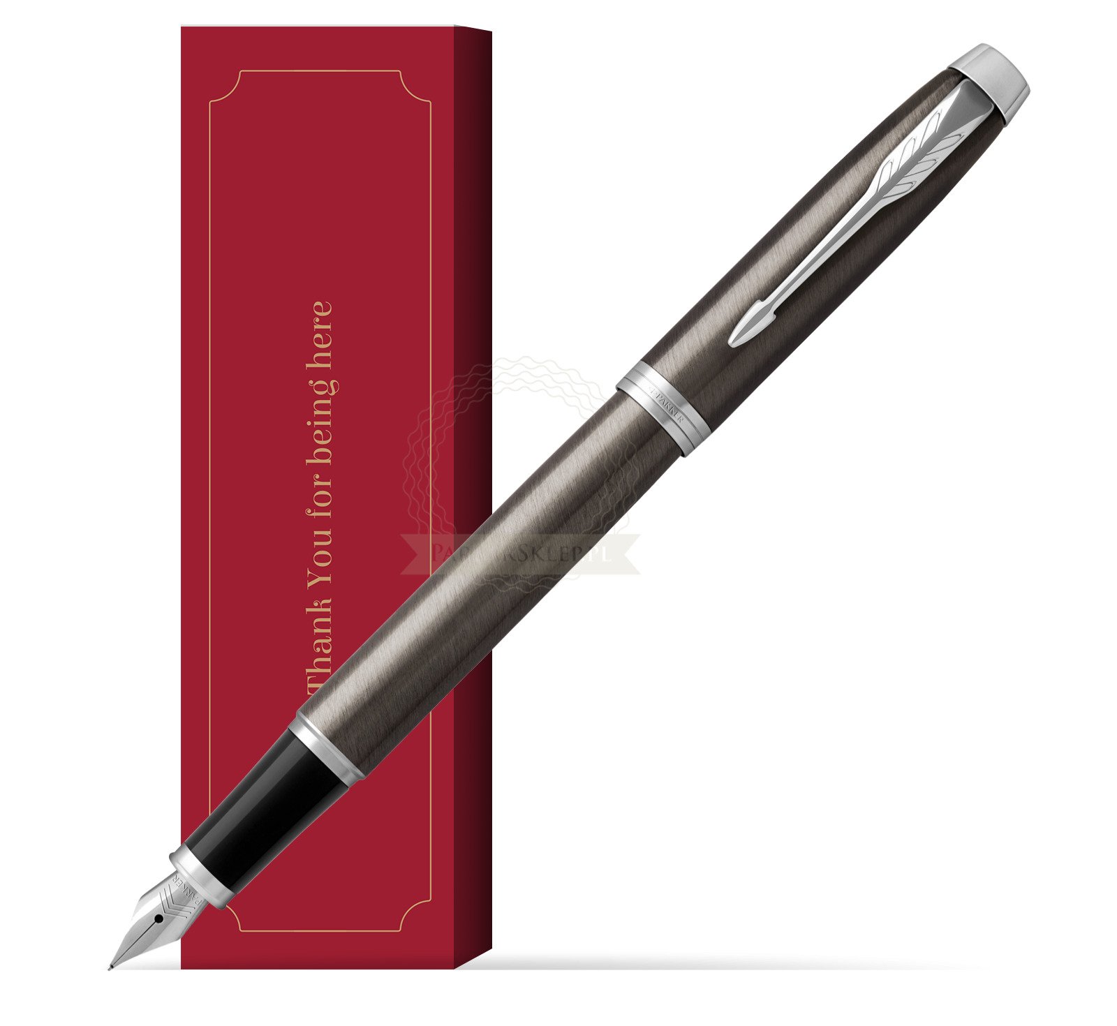 Parker IM Dark Espresso Lacquer CT Fountain Pen in cover Thank You in cover  Thank You 1931650_O126E