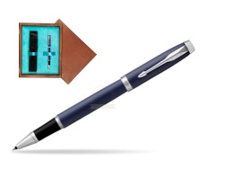 Parker IM BLUE CT Rollerball Pen  single wooden box  Mahogany Single Turquoise 