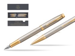 Parker IM Premium Warm Silver GT T2016 Fountain Pen + Ballpoint Pen in a Gift Box