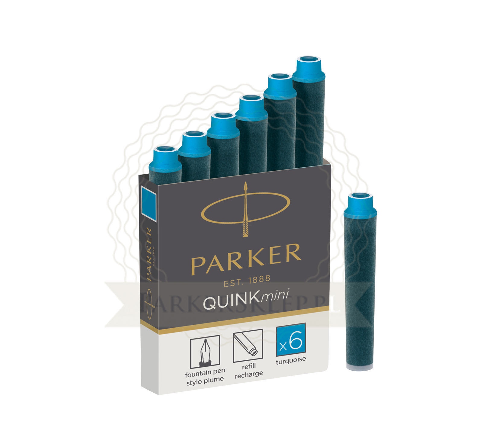 Parker Ink Cartridge Quink Mini Turquoise (6 pcs) 1950413