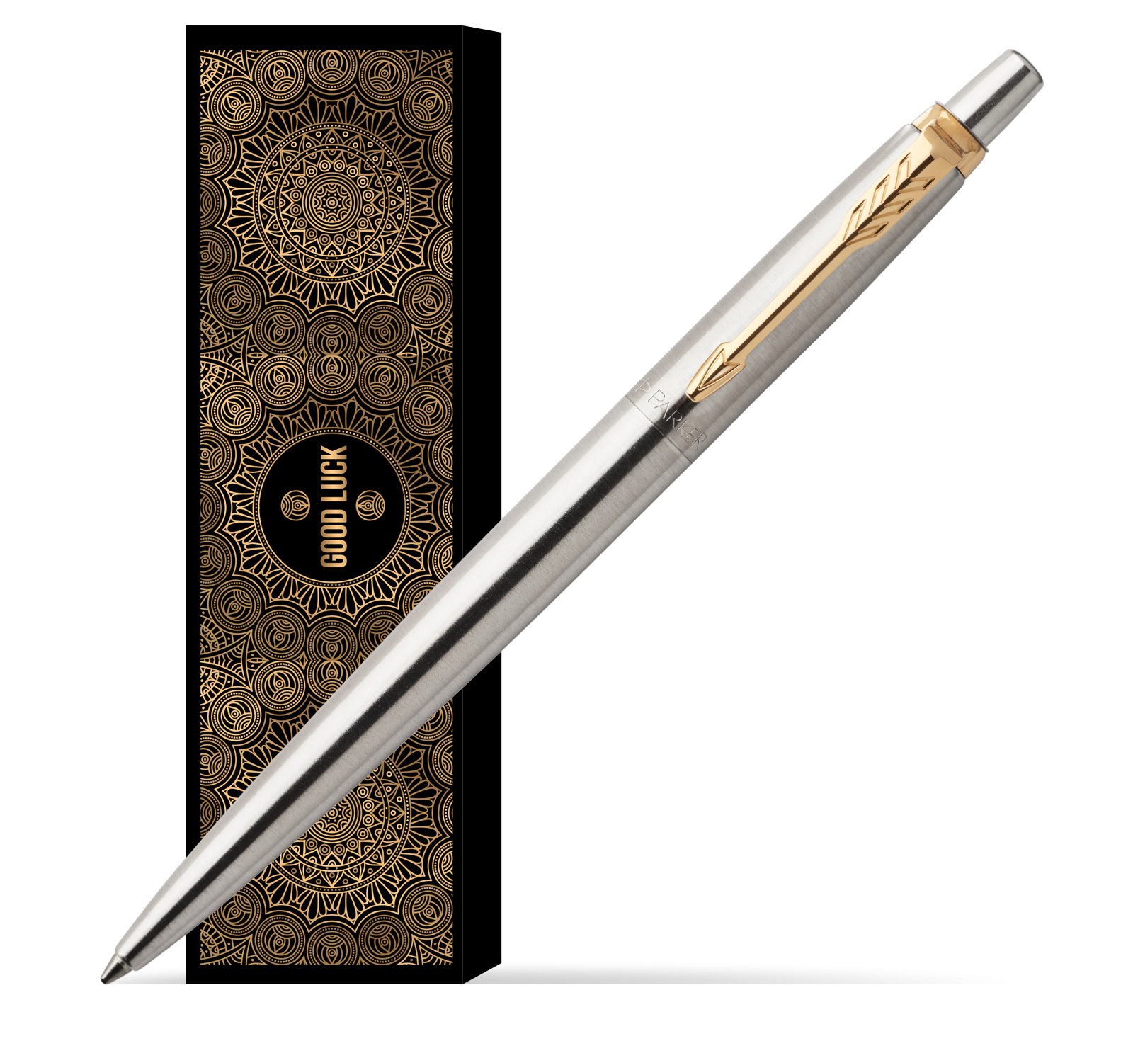 Parker Classic Stainless Steel Gold Trim Ball Pen and Mechanical Pencil Set
