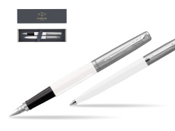 Parker Jotter Originals White CT T2016 Fountain Pen + Ballpoint Pen in a Gift Box
