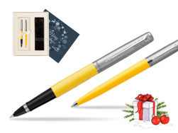 Parker Jotter Originals Yellow CT T2016 Rollerball Pen + Ballpoint Pen in a Gift Box  Christmas navy blue