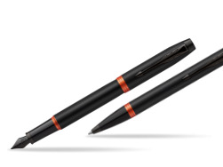 Parker IM VIBRANT RING Flame Orange Fountain Pen + Ballpoint Pen in a Gift Box