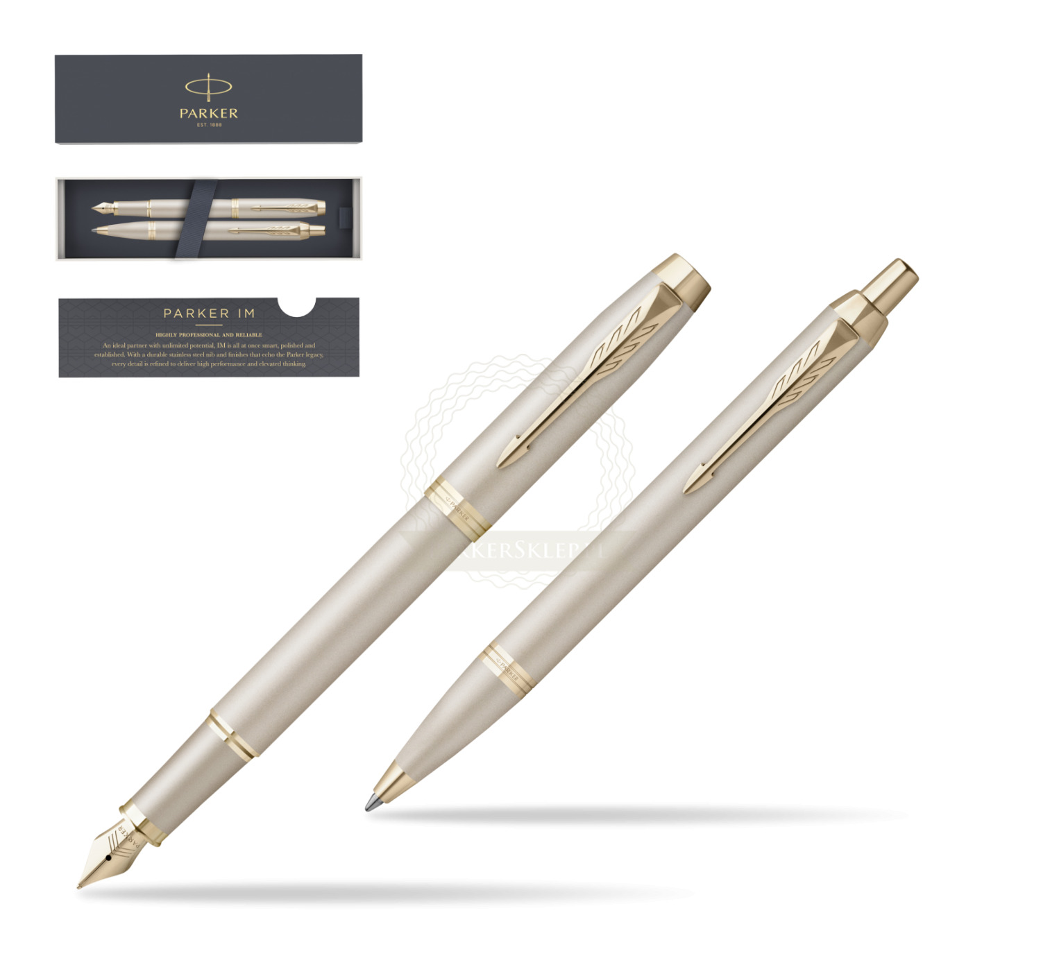 Parker set Fountain Pen + Ballpoint Pen IM PROFESSIONALS MONOCHROME  CHAMPAGNE 2172953_2172956