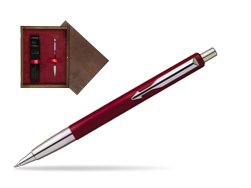 Parker Vector Red Ballpoint Pen  single wooden box  Wenge Single Maroon