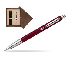 Parker Vector Red Ballpoint Pen  single wooden box  Wenge Single Ecru