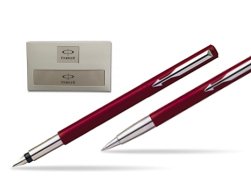 Parker Vector Standard Red Fountain Pen + Parker Vector Standard Red Ballpoint Pen