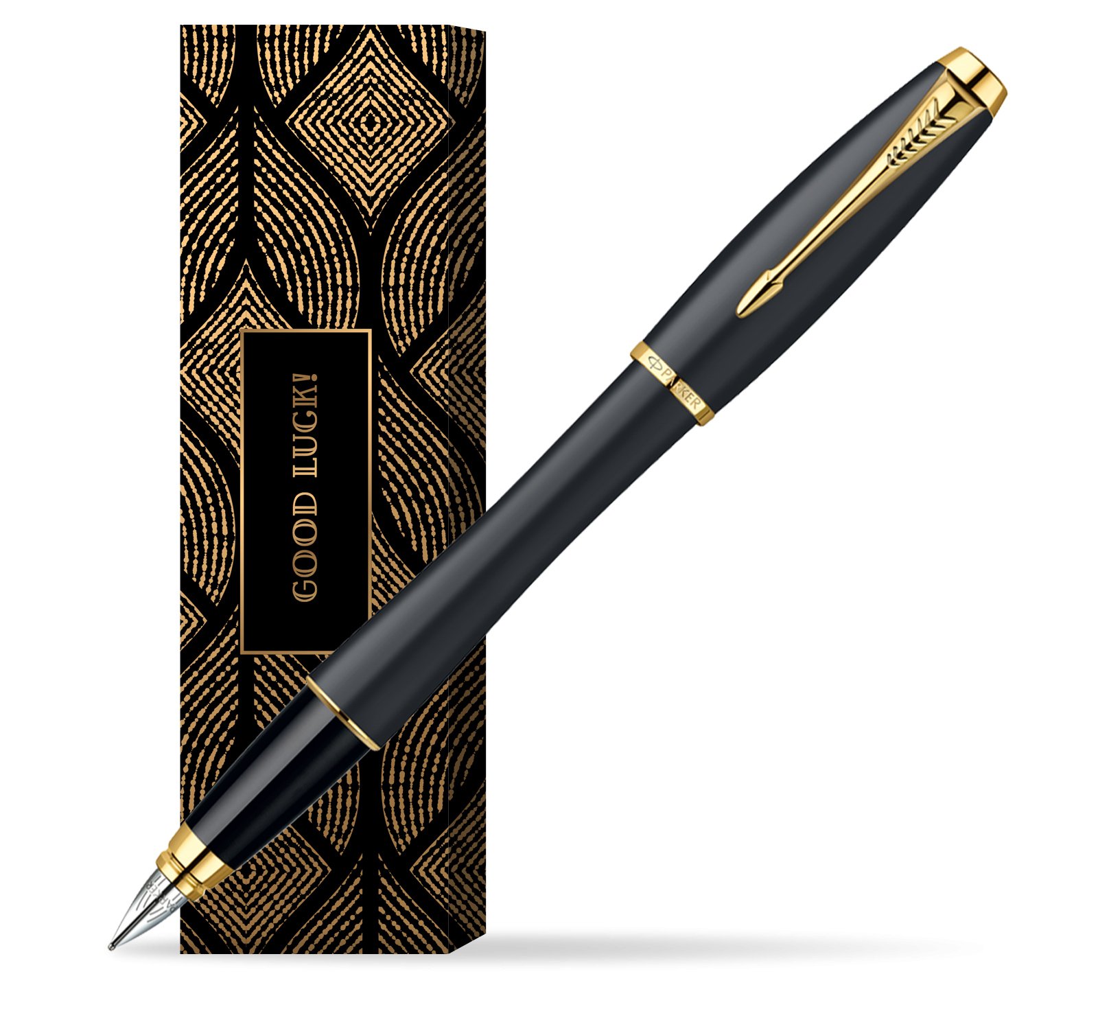 Parker Urban Muted Black Lacquer Fountain Pen in cover Good fortune in cover Good fortune S0850640_O109E