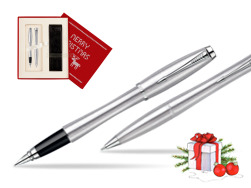 Parker Urban Classic Metro Metallic CT Fountain Pen + Parker Urban Classic Metro Metallic CT Ballpoint Pen in a Gift Box  Christmas red