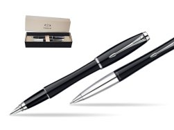 Parker Urban Fashion London Cab Black Lacquer CT Fountain Pen + Parker Urban Fashion London Cab Black Lacquer CT Ballpoint Pen in a Gift Box