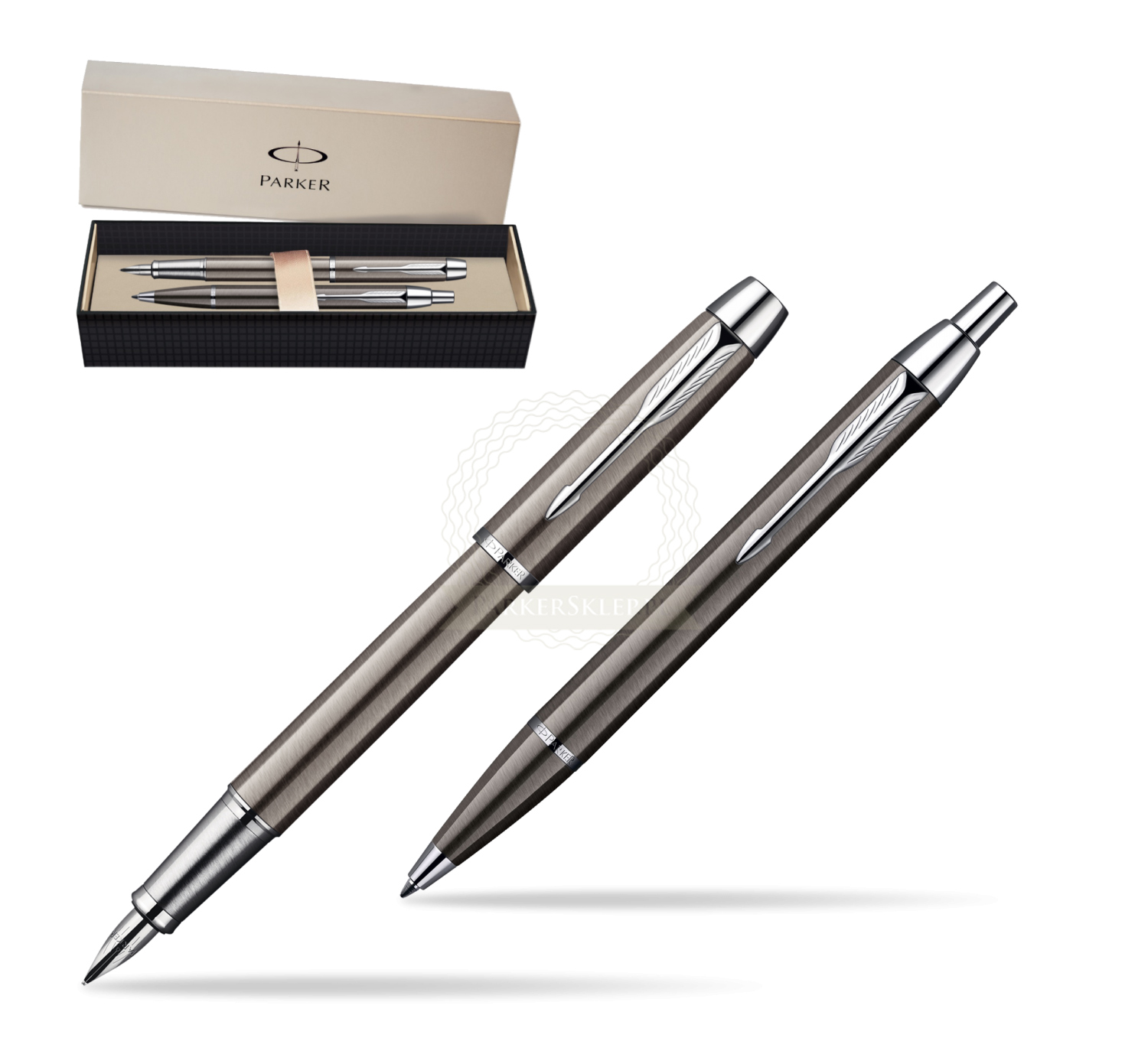 Parker IM Gun Metal CT Fountain Pen + Parker IM Gun Metal CT Ballpoint Pen  in a Gift Box S0856240_S0856490