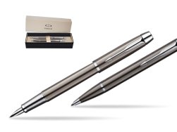 Parker IM Gun Metal CT Fountain Pen + Parker IM Gun Metal CT Ballpoint Pen in a Gift Box