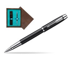 Parker IM Black Lacquer CT Rollerball Pen  single wooden box  Wenge Single Turquoise 