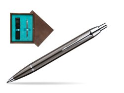 Parker IM Gun Metal CT Ballpoint Pen  single wooden box  Wenge Single Turquoise 