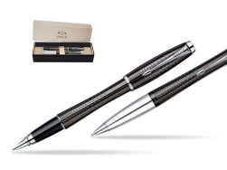 Parker Urban Premium Ebony Metal Chiselled CT Fountain Pen + Parker Urban Premium Ebony Metal Chiselled CT Ballpoint Pen in a Gift Box