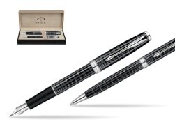 Parker Sonnet Dark Grey Lacquer CT Fountain Pen + Parker Sonnet Dark Grey Lacquer CT Ballpoint Pen in a Gift Box